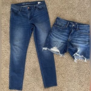 Lot Set Of 2 Old Navy OG Straight Shorts Size 10 Super Skinny Denim Jeans Women